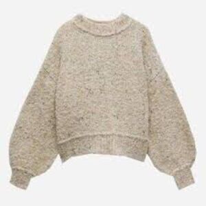 ZARA Oatmeal Knit Sweater Cream Light Grey - M
